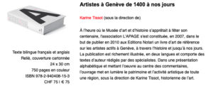 Artistes à Genève - de 1400 à nos jours - Karine Tissot